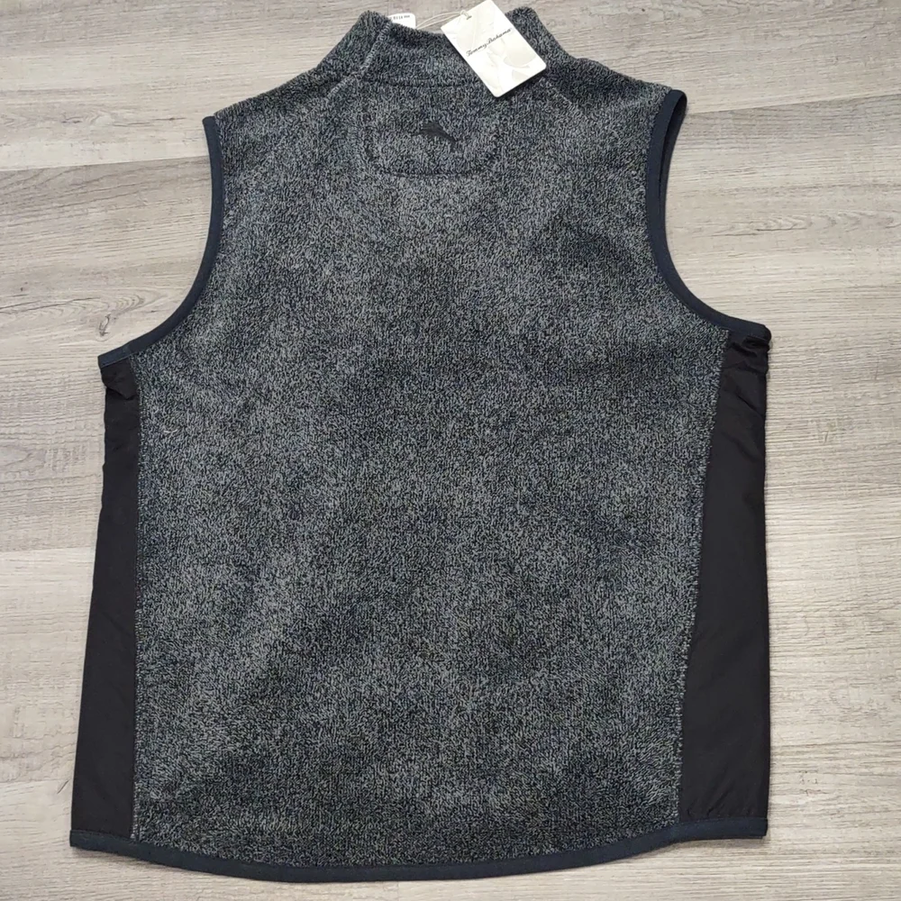 Tommy Bahama Cascade Fleece sleeveless VEST gray coal full zip Pockets Mens S - Picture 7 of 8